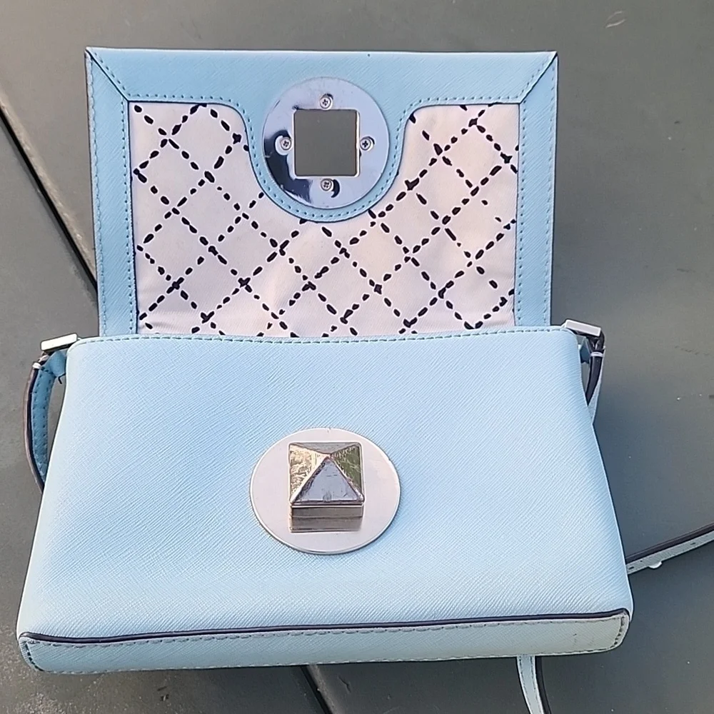 Kate Spade Sally Newberry Lane Blue Hydrangea Saffiano Leather Crossbody Bag